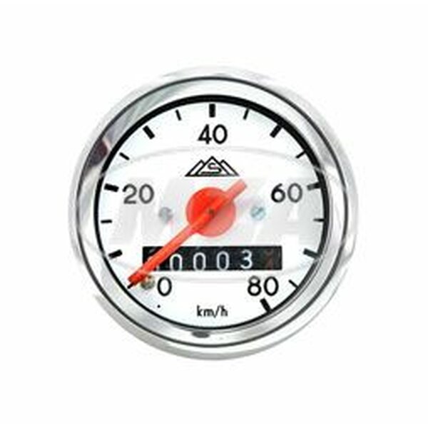 Tachometer mit Beleuchtung - weies Ziffernblatt -  48 mm - S50 - 80 km/h-Ausfhrung